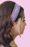 هدبندحریرسوزن دوزی پولکی یاسی 👸🏻🧜🏻♀️💜