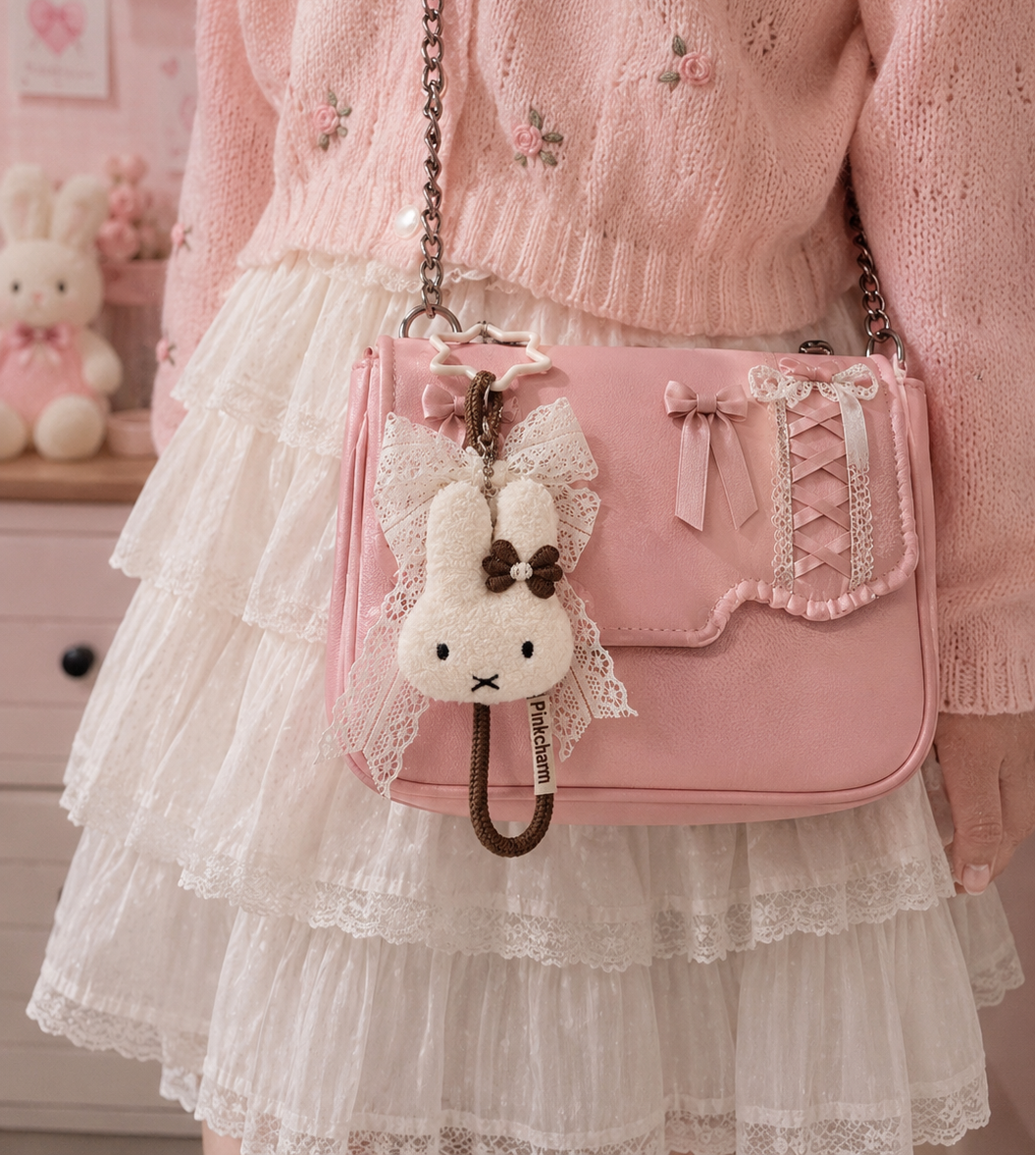 چارم/آویز دست ساز پینترستی پاپیونی خرگوش میفی 🎀